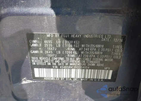 2017 Subaru Outback 2.5I Limited z USA, uszkodzony, nr VIN 4S4BSANC0H3314054